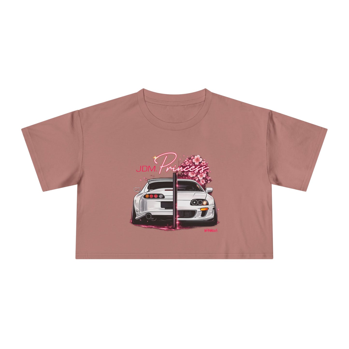 Car & Cherry Blossom Women's Crop Tee — JDM Pretty Graphic