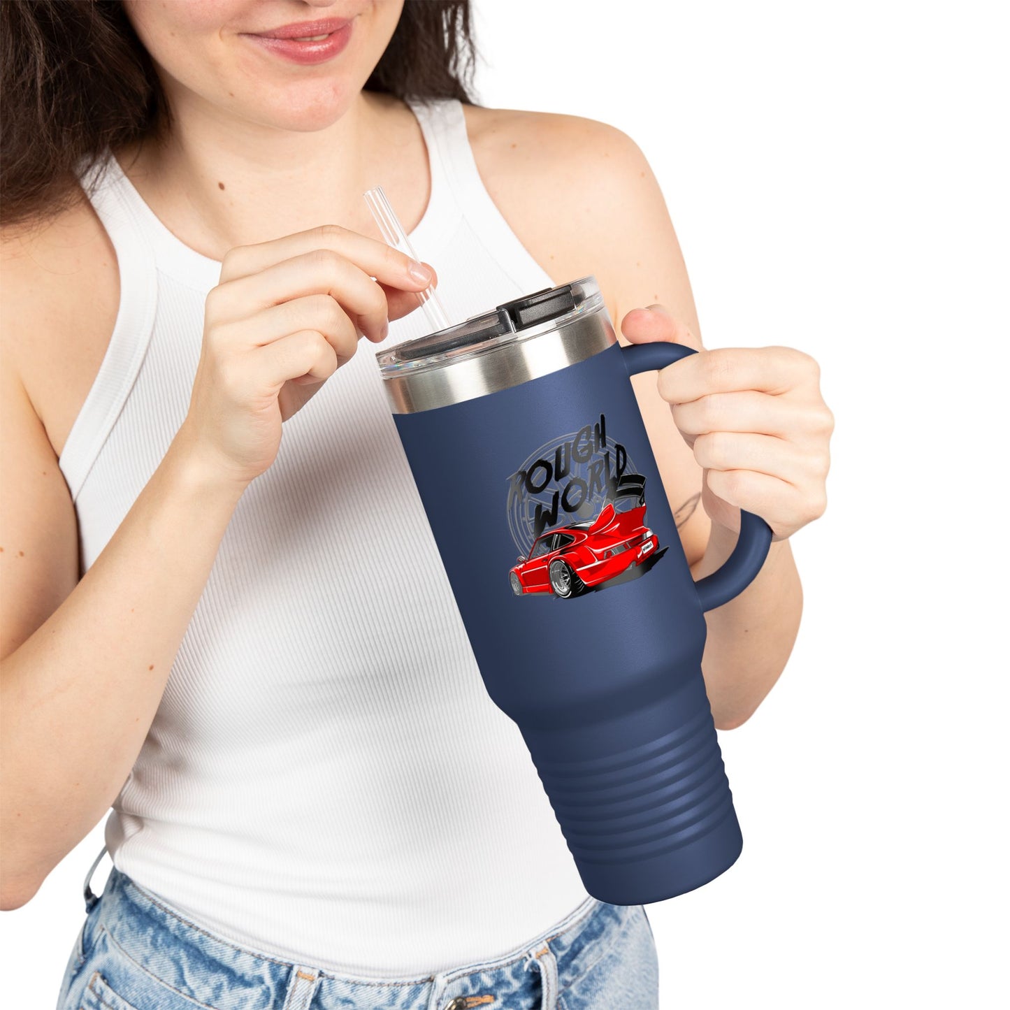 Rough World Insulated Travel Mug - 40oz Car Enthusiast Tumbler