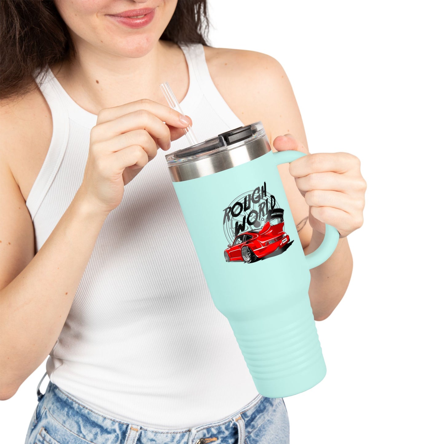 Rough World Insulated Travel Mug - 40oz Car Enthusiast Tumbler