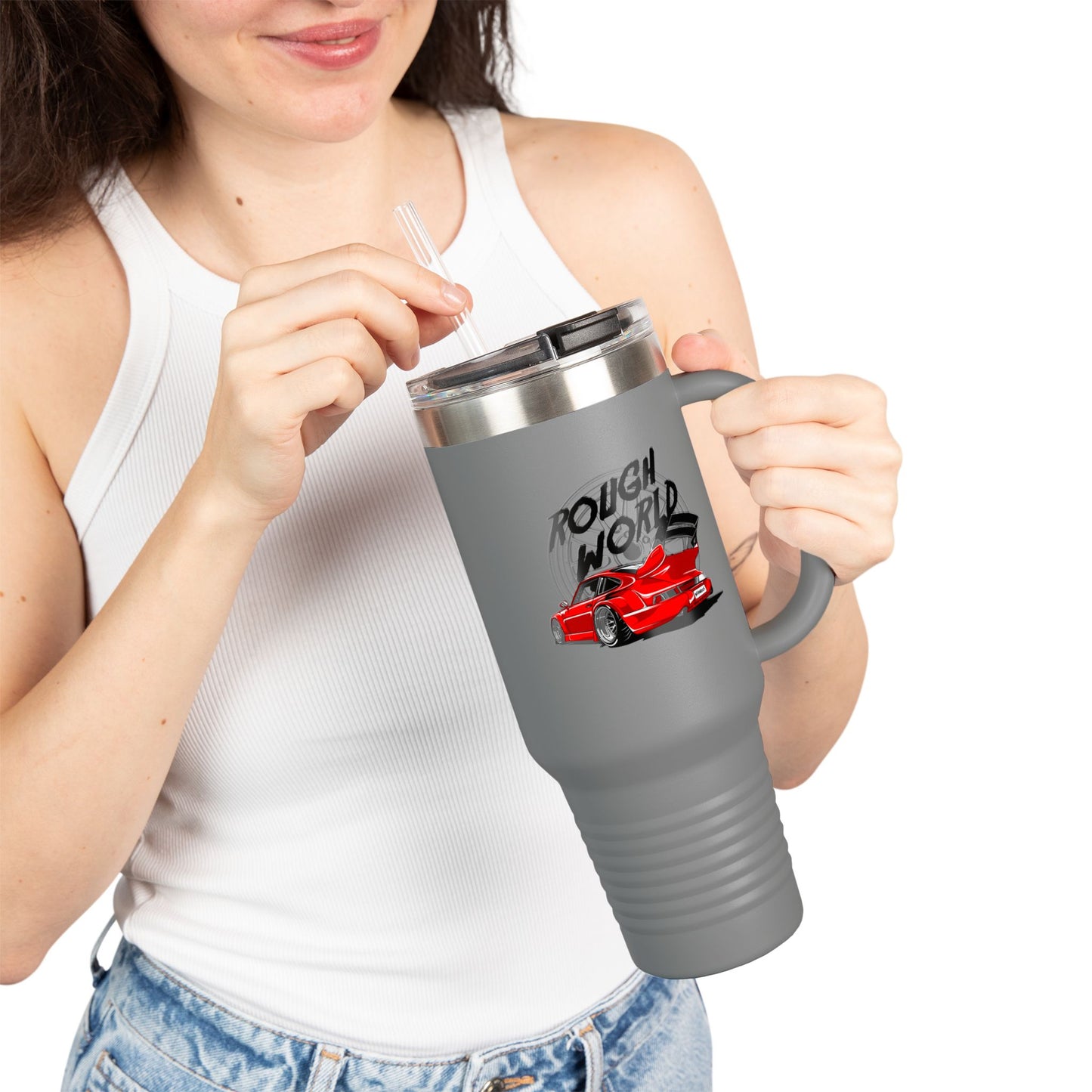 Rough World Insulated Travel Mug - 40oz Car Enthusiast Tumbler