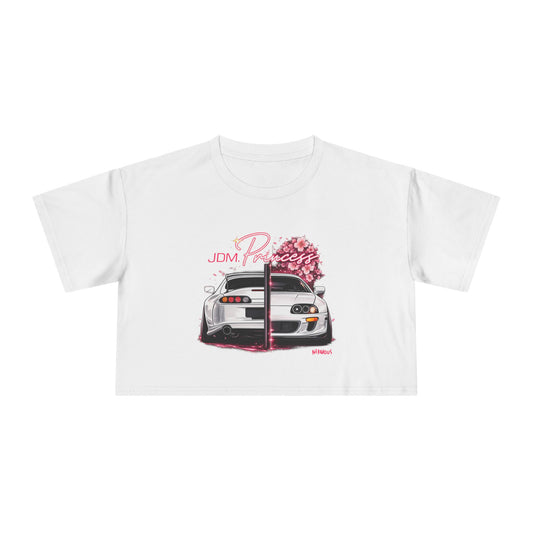 Car & Cherry Blossom Women's Crop Tee — JDM Pretty Graphic