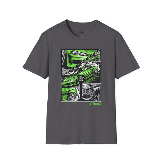 Custom Green Car Graphic Unisex Softstyle T-Shirt