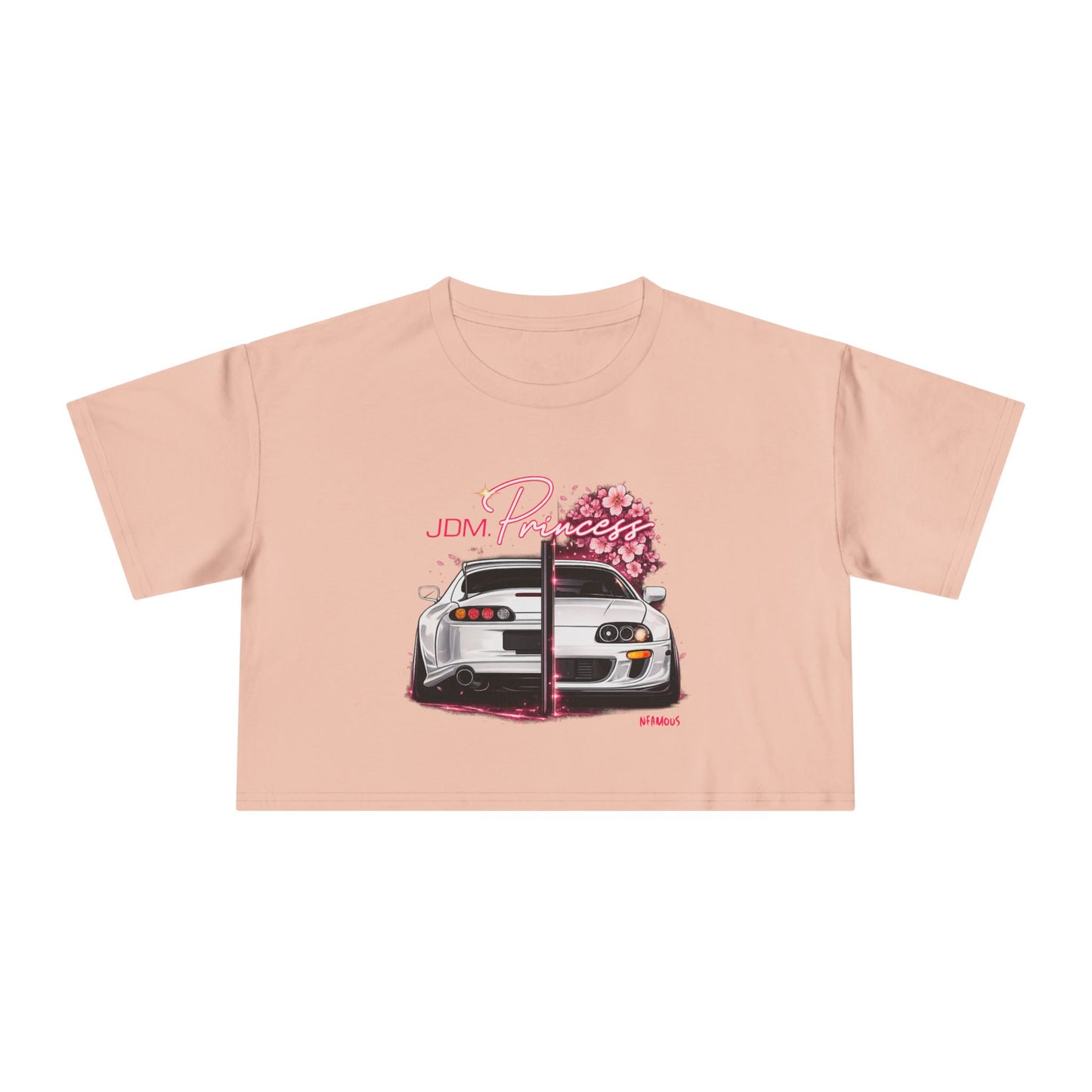 Car & Cherry Blossom Women's Crop Tee — JDM Pretty Graphic