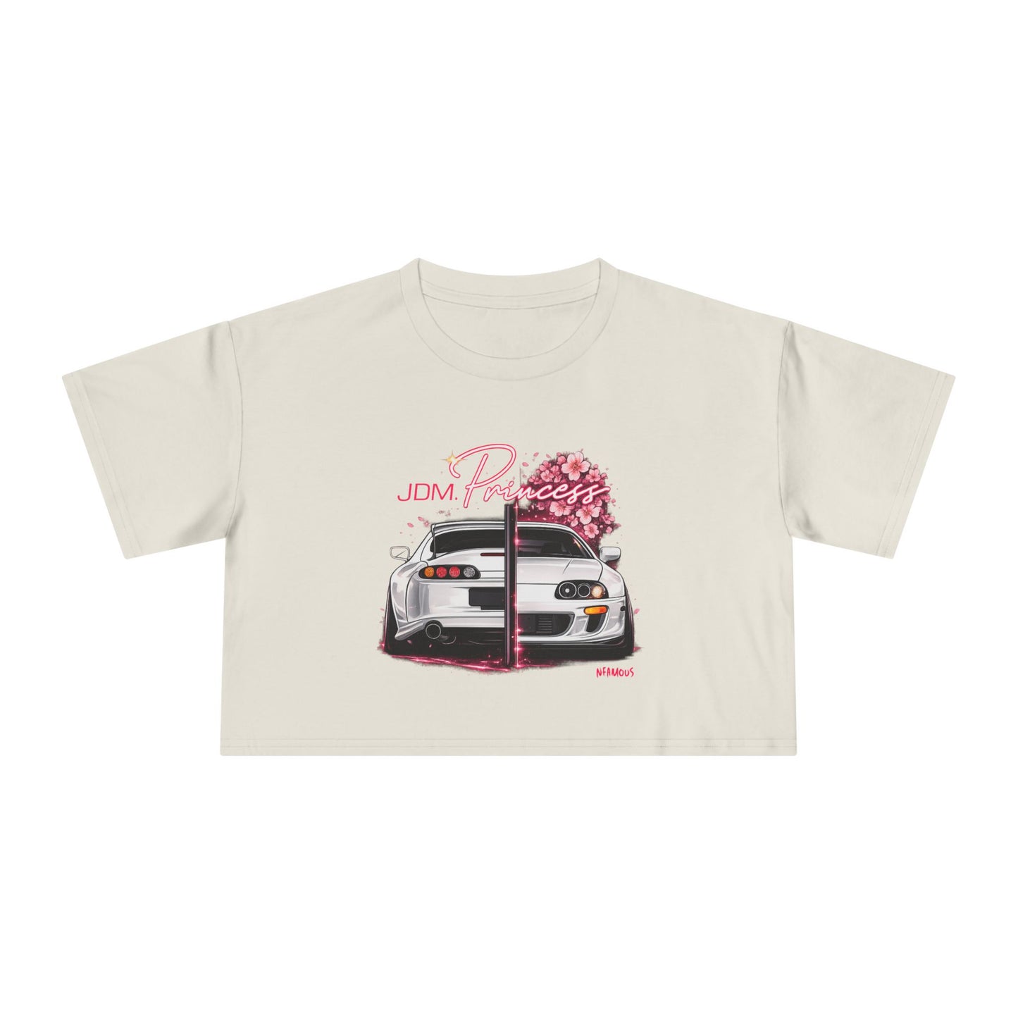 Car & Cherry Blossom Women's Crop Tee — JDM Pretty Graphic