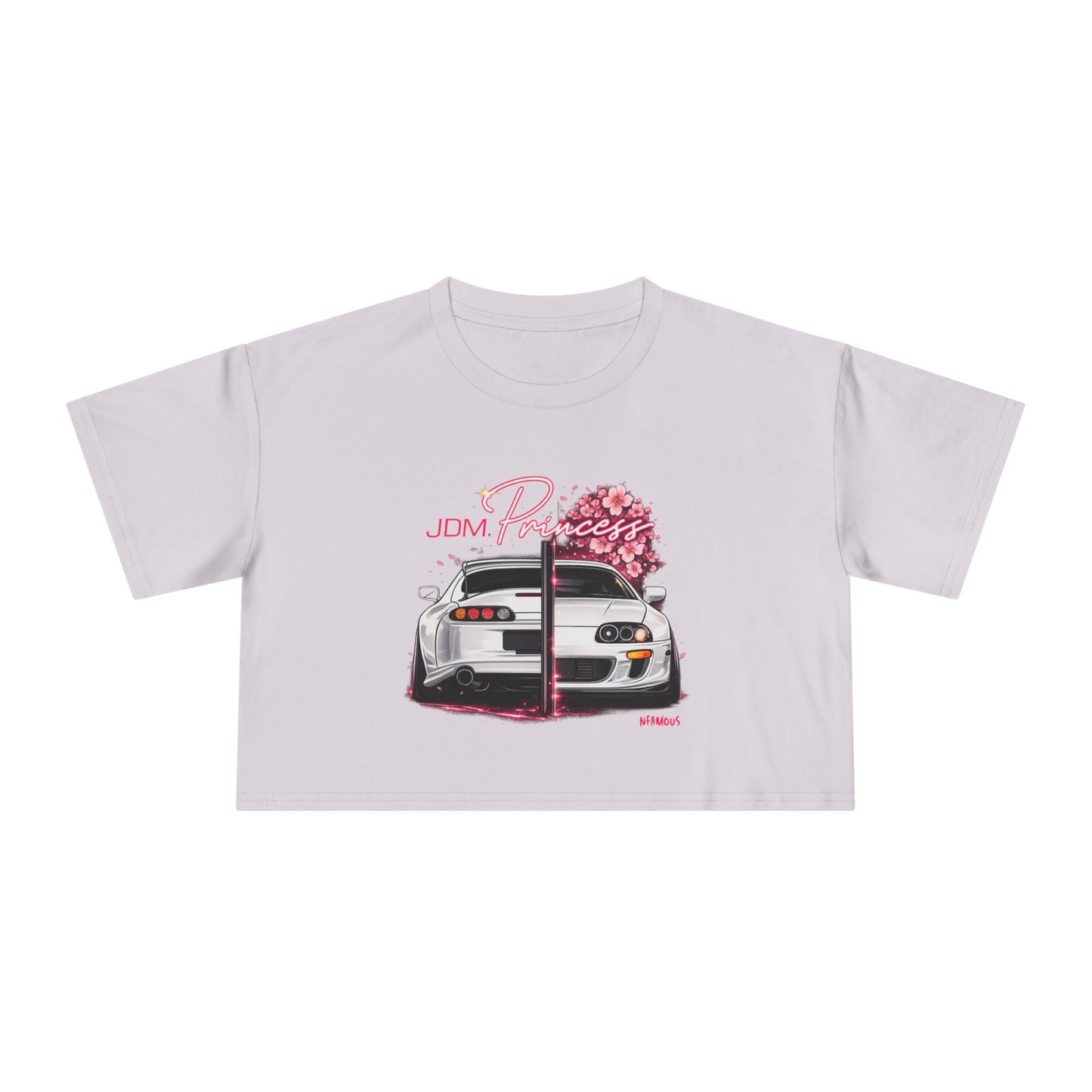 Car & Cherry Blossom Women's Crop Tee — JDM Pretty Graphic